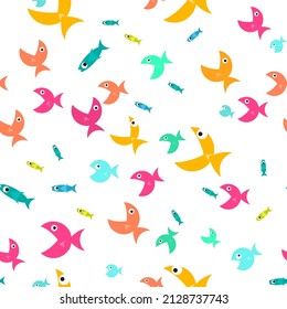 Seamless fish pattern - flat design vector background