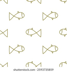 Seamless fish pattern. A seamless graphic design with a pattern of hand-drawn fish, ensuring a continuous and decorative marine motif.