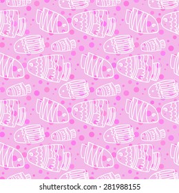 Seamless fish pattern. Marine life vector illustration.