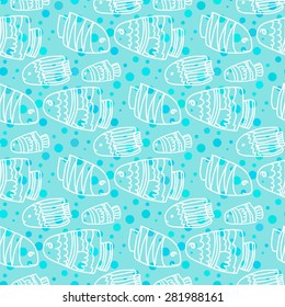 Seamless fish pattern. Marine life vector illustration.
