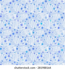 Seamless fish pattern. Marine life vector illustration.