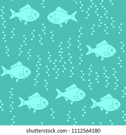 Seamless fish pattern on sea-green background