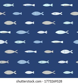 Seamless fish pattern. Vector background with fishes. Underwater animal pattern