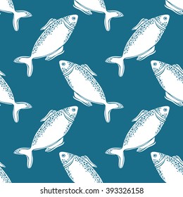 Seamless fish pattern. Vector illustration.