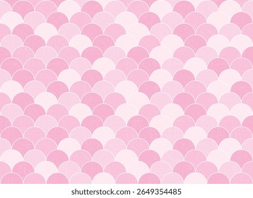 Seamless Fish Scale and Mermaid Pattern in Cherry Pink and Soft Rose Tones. Vector Illustration