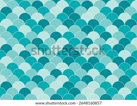 Seamless Fish Scale and Mermaid Pattern in Ocean Blue Tones