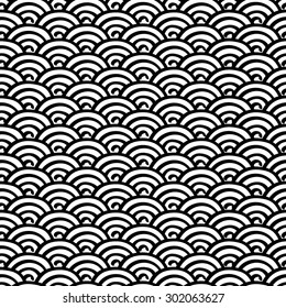 Seamless Fish Scale Pattern Black White Stock Vector (Royalty Free