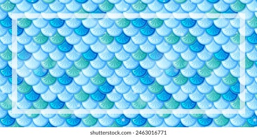 Seamless fish scale pattern in blue tones