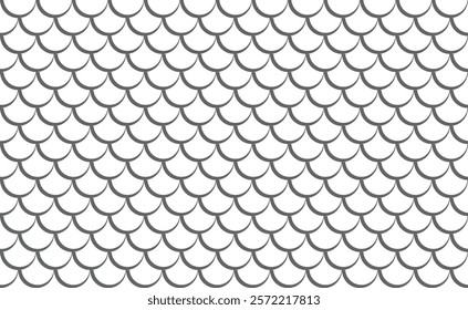 Seamless fish scale pattern. Mermaid tail pattern. Monochrome fish scale on transparent background. Dragon, snake scales. 