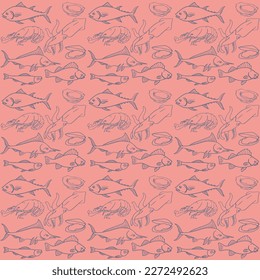Seamless fish stroke pattern vector