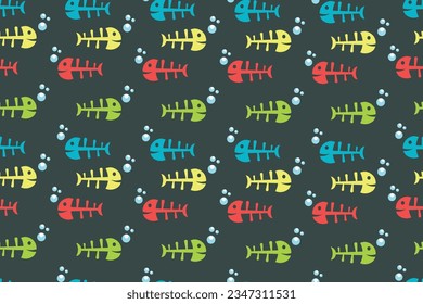 seamless fishbone vector background meticulously designed with precision. The artwork features a symmetrical arrangement of fishbone elements