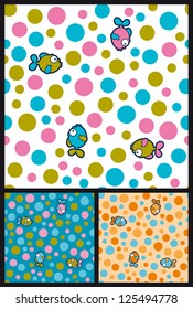 Seamless fishes and bubbles wallpaper background