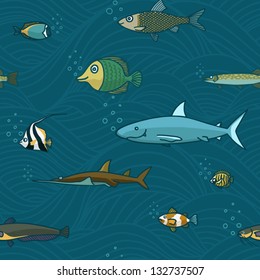 Seamless fishes pattern