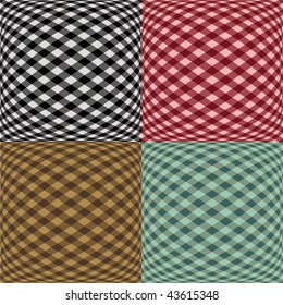 A seamless fish-eye gingham pattern in four colorways.