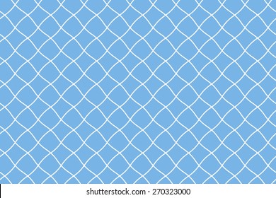 Seamless Fishing Net Pattern of Pseudo Irregular Mesh Cells of White Color on Blue Background.