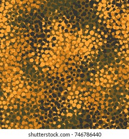 Seamless five-color camouflage. The pattern is made up of groups of rounded pentagons. It is recommended for registration of three-dimensional models, computer games, textiles and other design.