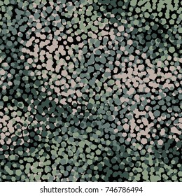 Seamless five-color camouflage. The pattern is made up of groups of rounded pentagons. It is recommended for registration of three-dimensional models, computer games, textiles and other design.