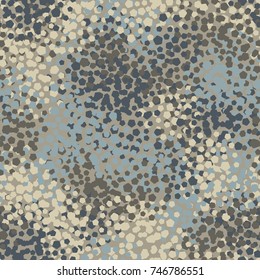 Seamless five-color camouflage. The pattern is made up of groups of rounded pentagons. It is recommended for registration of three-dimensional models, computer games, textiles and other design.