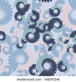 Seamless five-color pattern. Fantastic fireworks. Fountains made of feathers.