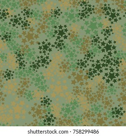 Seamless five-color texture. Groups of five-pointed stars. Fashionable camouflage.
