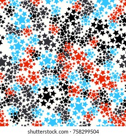 Seamless five-color texture. Groups of five-pointed stars. Fashionable camouflage.