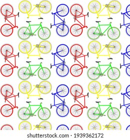 Seamless fixed gear bicycle illustration background pattern in vector