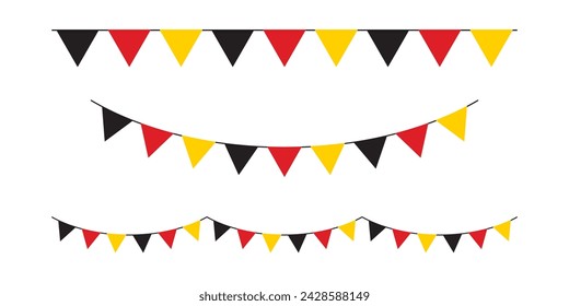 Seamless flag of Germany triangle party bunting border. Flat vector illustration.