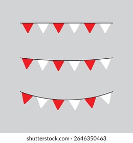 Seamless flag of Indonesia party bunting border. Flat design illustration.