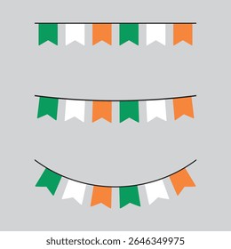 Seamless flag of Ireland party bunting border. Flat design illustration.