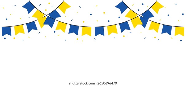 Seamless flag of Ukraine party bunting border. Flat design illustration.