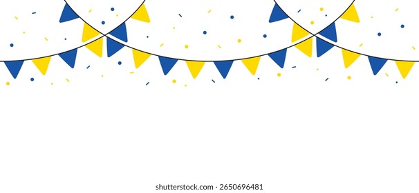 Seamless flag of Ukraine party bunting border. Flat design illustration.