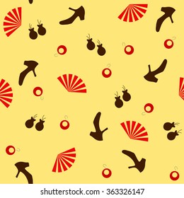 Seamless flamenco pattern with accessories