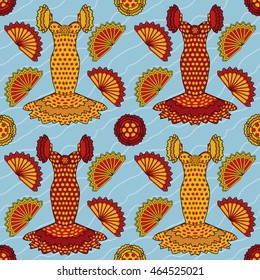 Seamless flamenco pattern, vector illustration