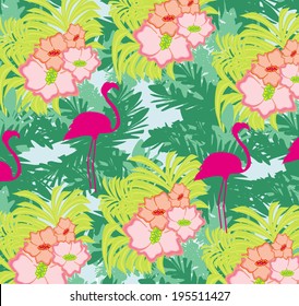 seamless flamingo bird pattern 