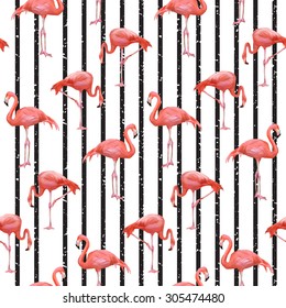Patrón de pájaro flamingo sin soldadura. Fondo geométrico