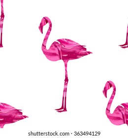 Seamless flamingo bird pattern, vector illustration