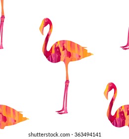 Seamless flamingo bird pattern, vector illustration