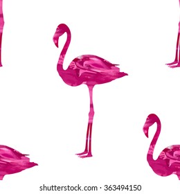 Seamless flamingo bird pattern, vector illustration