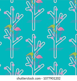  Seamless flamingo pattern