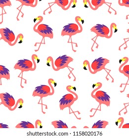 
 Seamless flamingo pattern on white background
