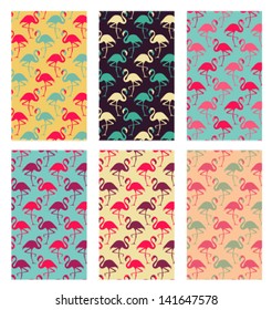 seamless flamingo pattern set