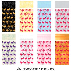 seamless flamingo pattern set