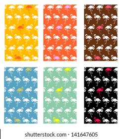 seamless flamingo pattern set