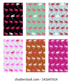 seamless flamingo pattern set