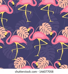 seamless flamingo pattern set