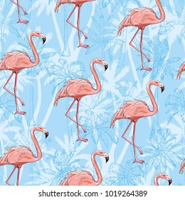 seamless flamingo pattern vector illustration