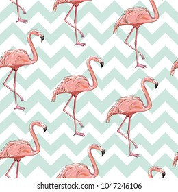 seamless flamingo pattern vector illustration