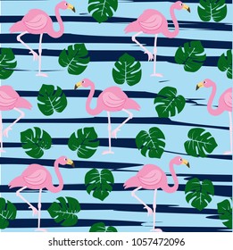 Seamless flamingo pattern vector illustration