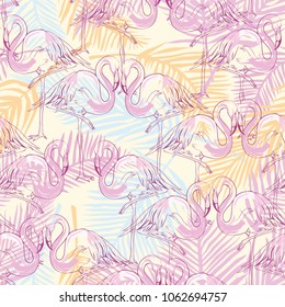seamless flamingo pattern vector illustration