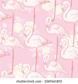 seamless flamingo pattern vector illustration
